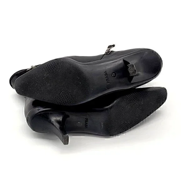 Prada Leather Boots Booties Black 5 - Picture 8 of 12